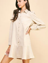 Load image into Gallery viewer, Oatmeal Corduroy Button Down LS Dress