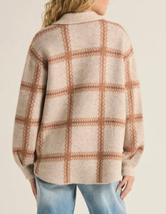 Z Supply Mocha Tyler Plaid Sweater Jacket