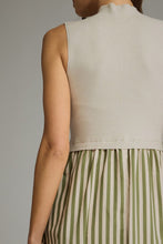 Load image into Gallery viewer, Cream Knit Slvls Green Striped Maxi Dress