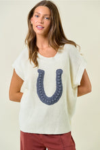 Load image into Gallery viewer, Cream Horseshoe Ribbed Sweater Vest