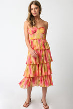 Load image into Gallery viewer, Mustard Coral Printed Ruffle Dress