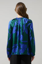 Load image into Gallery viewer, Emerald Multi Floral Satin Blouse