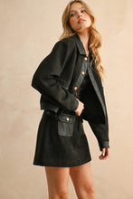 Load image into Gallery viewer, Black Suede/Leather Contrasted Skirt