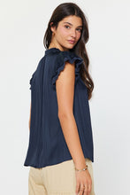 Load image into Gallery viewer, Navy Flutter Slv Tie Frnt Top