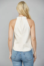 Load image into Gallery viewer, Ivory Leather Criss Cross Slvls Top