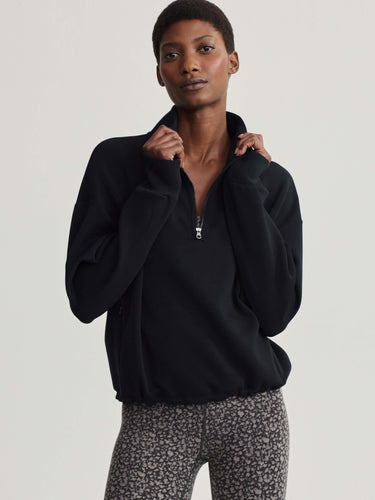 Varley Sian Cropped Half Zip Midlayer Black