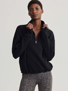 Varley Sian Cropped Half Zip Midlayer Black