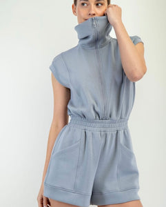 Modal Scuba Slvls Romper Rhino Grey