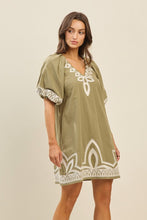 Load image into Gallery viewer, Olive Embroidery Puff Slv Dress