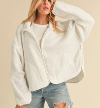 Load image into Gallery viewer, Cozy White Zip Up Jacket