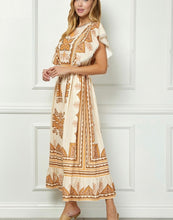 Load image into Gallery viewer, Cream Printed Flutter Slv Maxi Dress