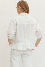 Load image into Gallery viewer, White Ruffle Hem Button Down Top