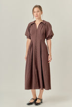 Load image into Gallery viewer, Brown Shirt Midi Dress