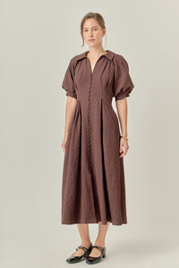 Brown Shirt Midi Dress