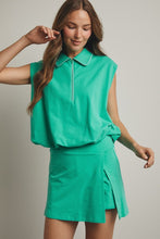 Load image into Gallery viewer, Green Bubble Hem Top + Skort Set