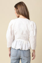 Load image into Gallery viewer, Lace Pintuck Peplum Blouse White