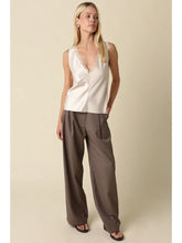 Load image into Gallery viewer, Satin Lace Trim V-Neck Tank Top Champagne
