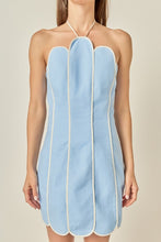 Load image into Gallery viewer, Powder Blue/White Halter Dress