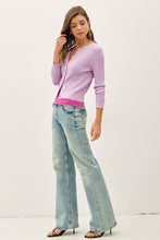 Load image into Gallery viewer, Lilac Pointelle 3/4 Cardigan