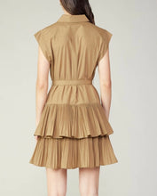Load image into Gallery viewer, Latte Slvls Button Down Pleated Belt Mini Dress