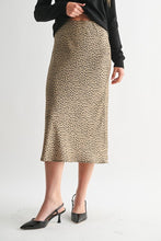 Load image into Gallery viewer, Taupe Leopard Satin Skirt