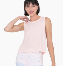Load image into Gallery viewer, Mono B Pearl Blush Racerback Flowy Cropped Tank Top