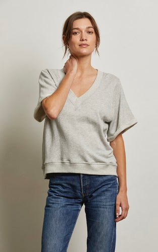 Heather Grey French Terry Rolled SS Top