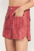 Load image into Gallery viewer, Garnet Rose Side Slit Leather Shorts