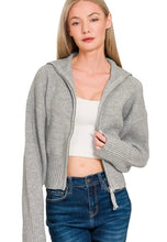 Load image into Gallery viewer, Heather Grey Collared Zip Up Sweater