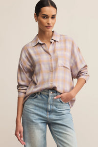 Z Supply Lavender Ice River Plaid Button Up