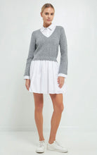 Load image into Gallery viewer, Heather Grey/White Cable Knit Down Mixed Media Dress