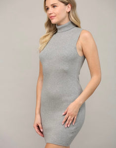 Heather Grey Slvls Turtleneck Sweater Dress