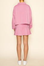 Load image into Gallery viewer, Pink/Cream Scuba Jacket + Skort Set