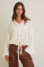Load image into Gallery viewer, Cream LS Ruffle Detail Blouse