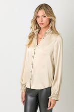 Load image into Gallery viewer, Champagne Satin Ruffle Collar Blouse