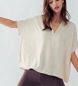 Seed Pearl V-Neck Oversized SS Top
