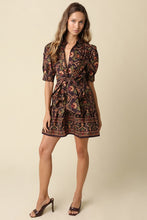 Load image into Gallery viewer, Chocolate Multi Print Tie Waist Dress