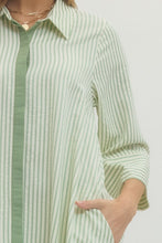 Load image into Gallery viewer, Sage Striped Quarter Slv Dress