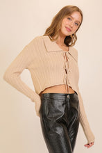 Load image into Gallery viewer, Natural Tie Frnt Cropped Sweater