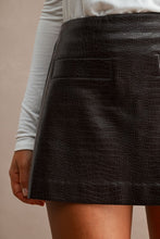 Load image into Gallery viewer, Chocolate Brown Croc Leather Mini Skort