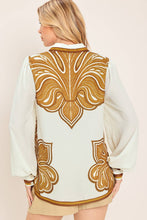 Load image into Gallery viewer, Ivory/Tan Printed LS Button Down Top