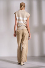 Load image into Gallery viewer, Beige Striped Collared Slvls Sweater Top