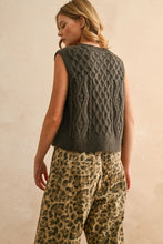 Load image into Gallery viewer, Olive Tie Frnt Cable Knit Vest