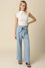 Load image into Gallery viewer, Light Blue Tie Waist Linen Pants