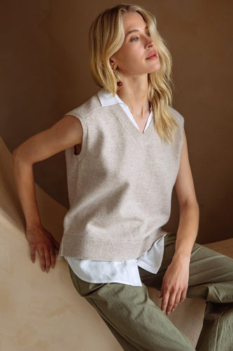 Beige/Cream Shirt Vest