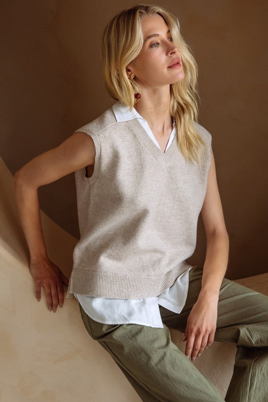 Beige/Cream Shirt Vest