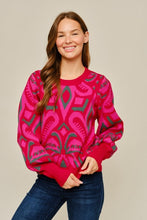 Load image into Gallery viewer, Red Mixed Patterned Sweater