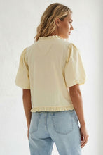 Load image into Gallery viewer, Pale Yellow Ruffle Bubble Slv Top