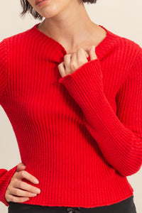 Red LS Knit Top