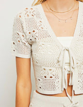 Load image into Gallery viewer, Natural Tie Detail Cropped Sweater Top
